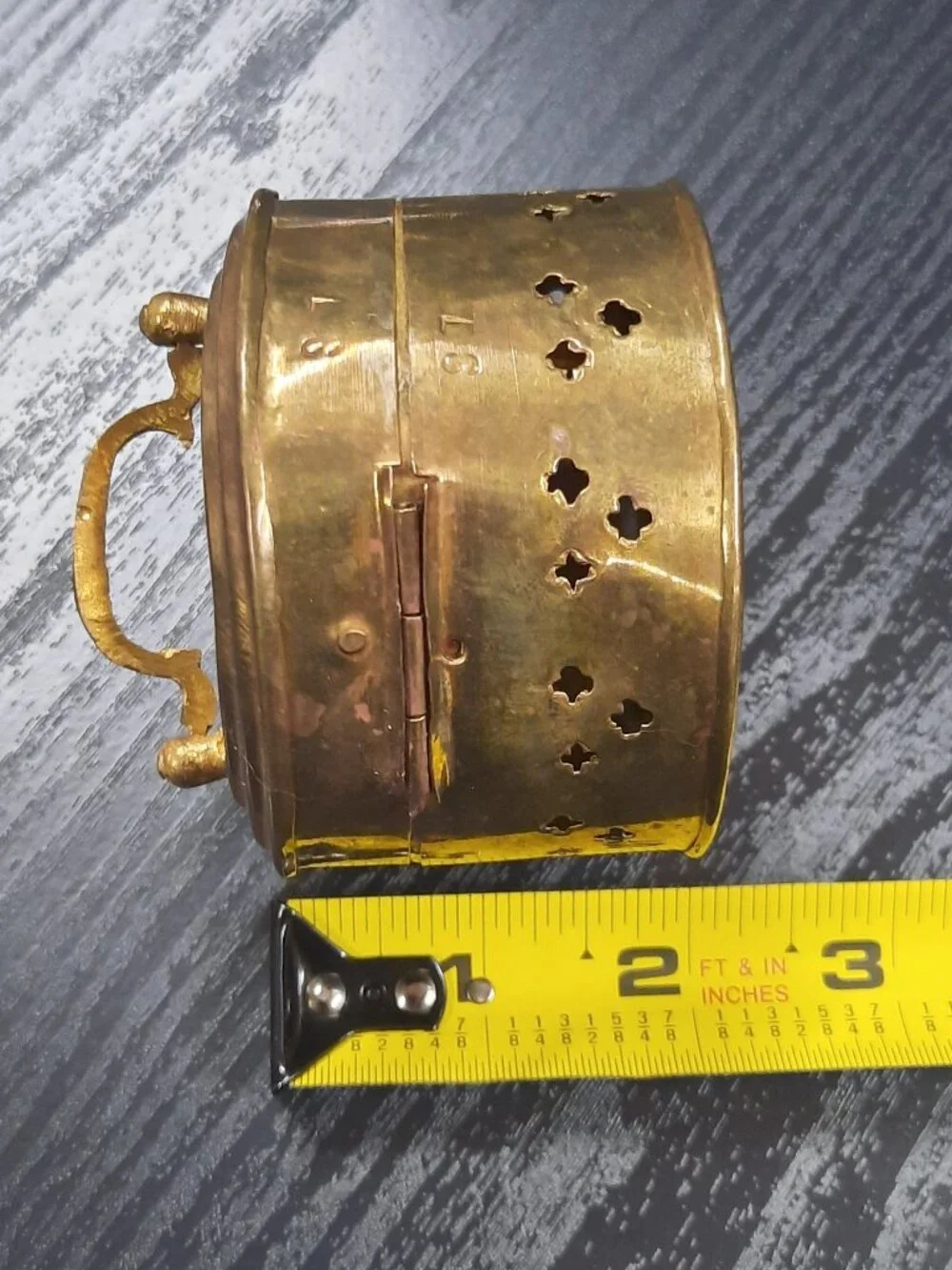 Vintage Brass Cricket Cage Keeper Pierced Clover Cutouts Hand Made Trinket Box